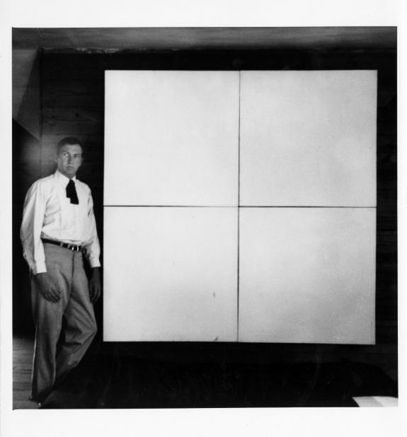 Robert Rauschenberg with white painting