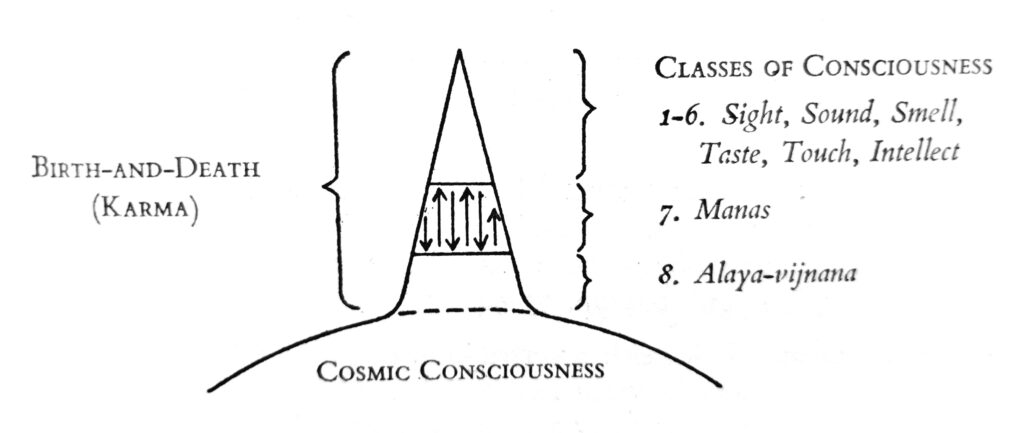 A drawing showing the eight classes of consciousness